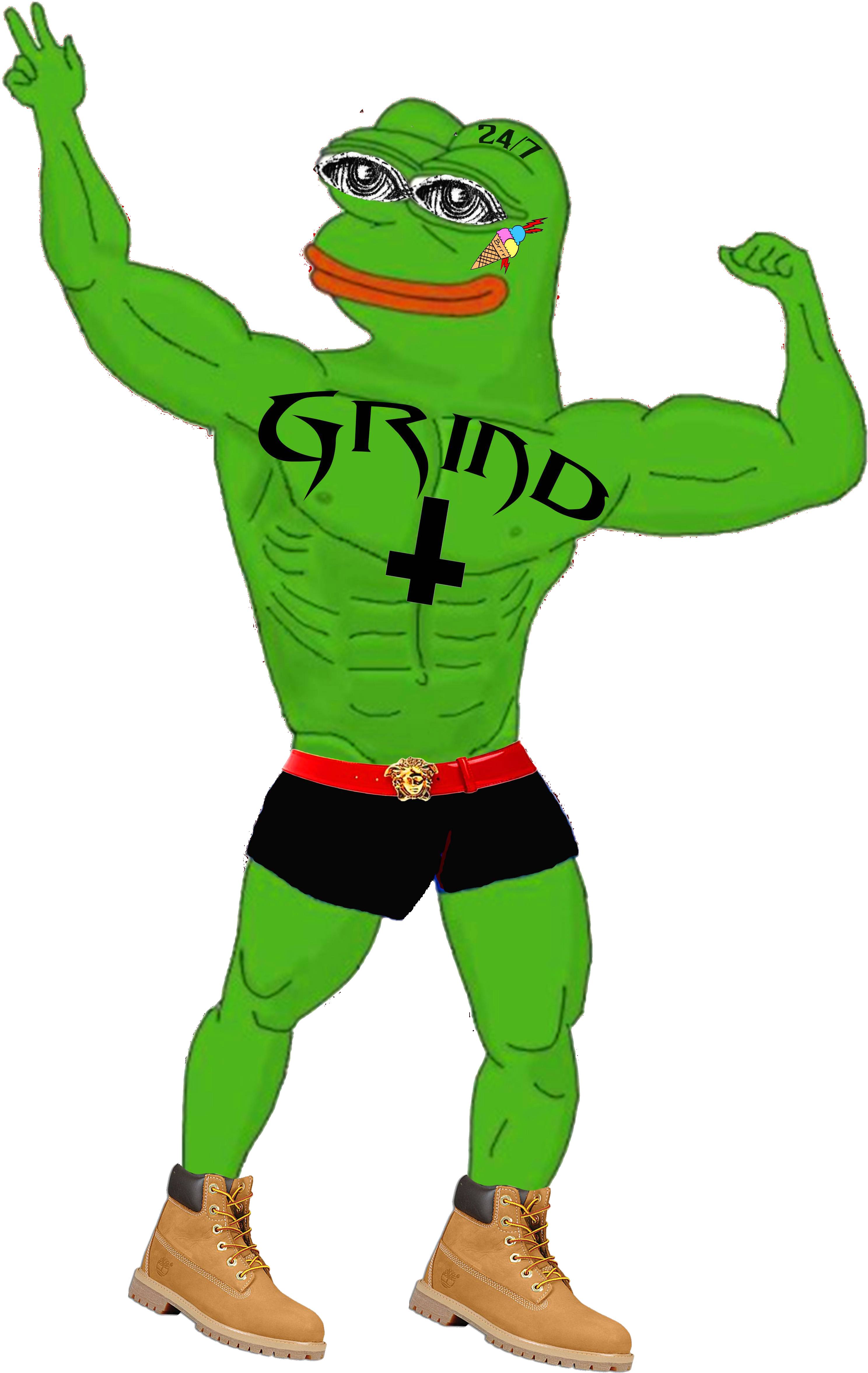 Grind Pepe - Pepe The Frog Lifting (5400x5400), Png Download