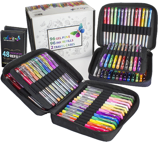 Gel Pen Combination Pack - Gel Pen (515x600), Png Download