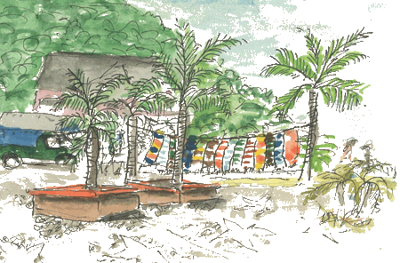 There Was An Impromptu Open-air Market Set Up In The - Painting (450x296), Png Download