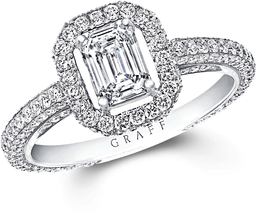 A Graff Emerald Cut Diamond Constellation Engagement - Engagement Ring (2000x2000), Png Download