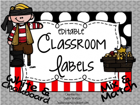 Editable Pirate Themed Labels/banner Set - Cartoon (475x475), Png Download
