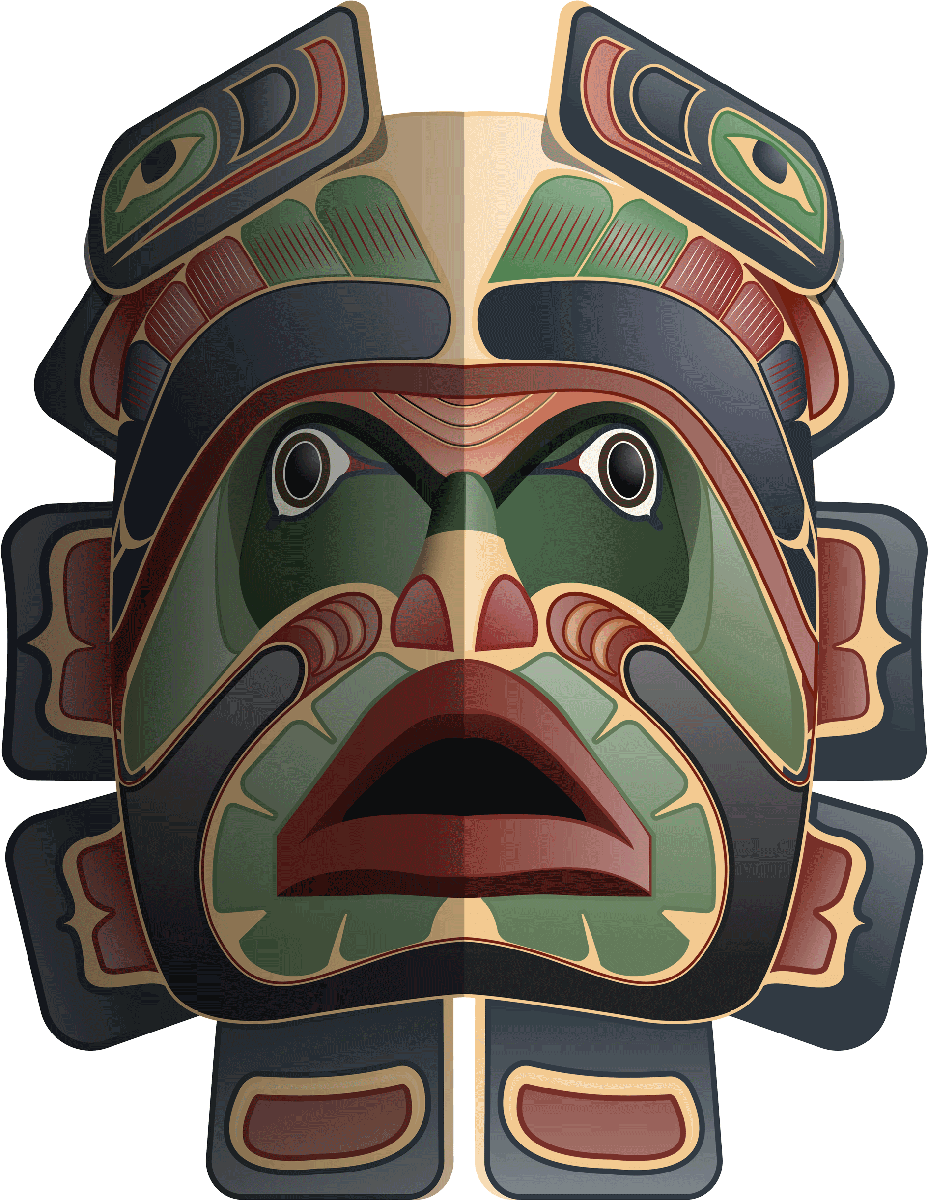 Pacific Coast Native American Mask - Tribal Mask Png (2500x2500), Png Download