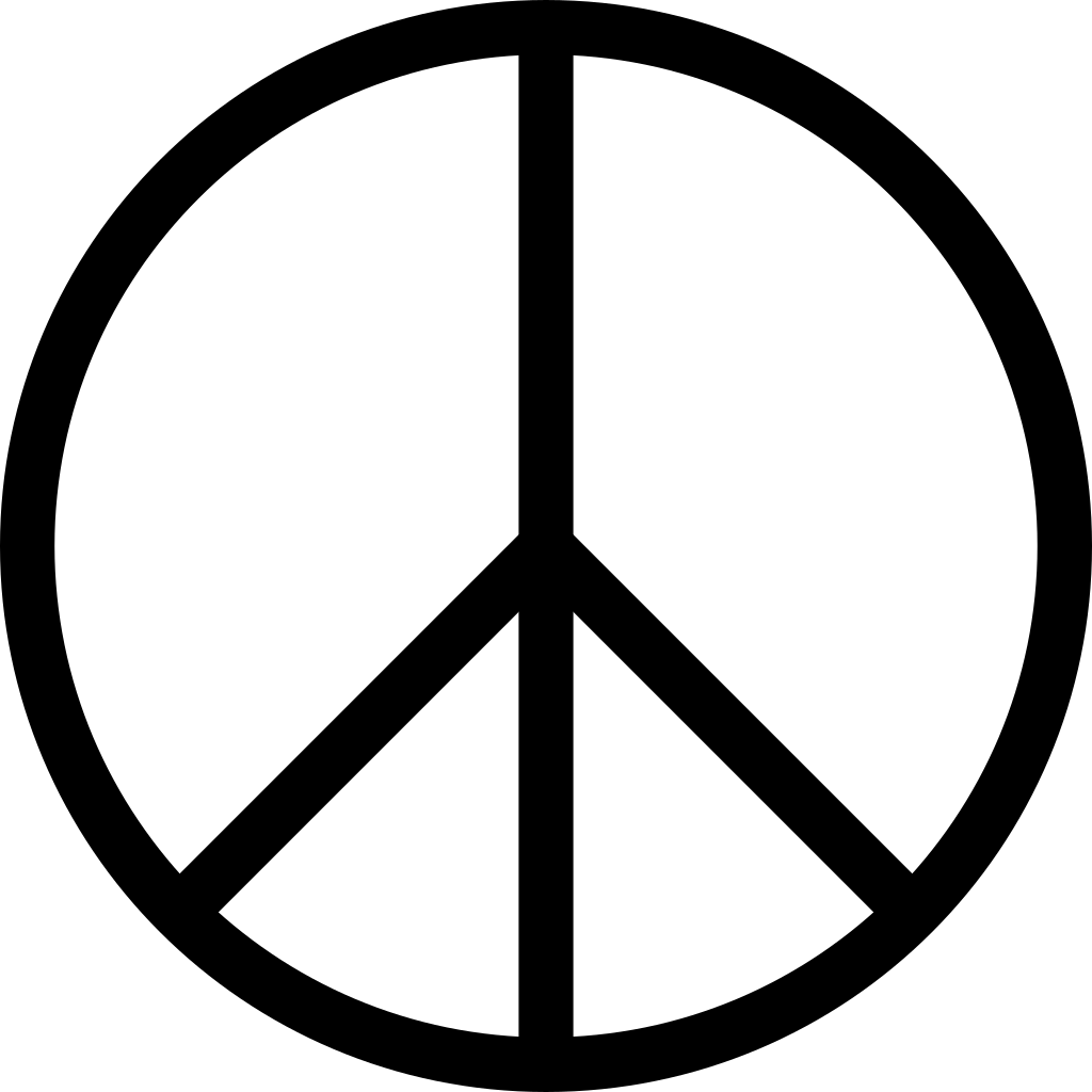 Sign, Black, Thin, Outline, Symbol, Circle, White - Peace Symbol (640x640), Png Download