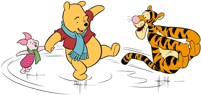 Tigger Hiking Pooh, Piglet, Tigger On Ice - Clip Art (686x326), Png Download