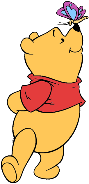 Winnie The Pooh Clip Art Disney Clip Art Galore - Winnie The Pooh With Butterfly (306x631), Png Download
