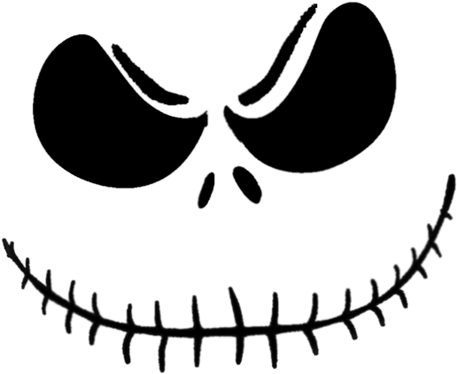 Jack Skellington Head Stencil Download - Jack Skeleton Face Pumpkin (600x625), Png Download