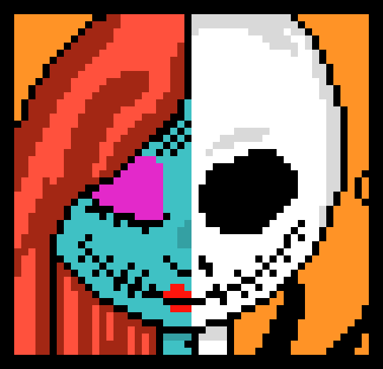 Names Are Jack Skellington And Sally - Minecraft Pixel Art Nightmare Before Christmas (540x520), Png Download