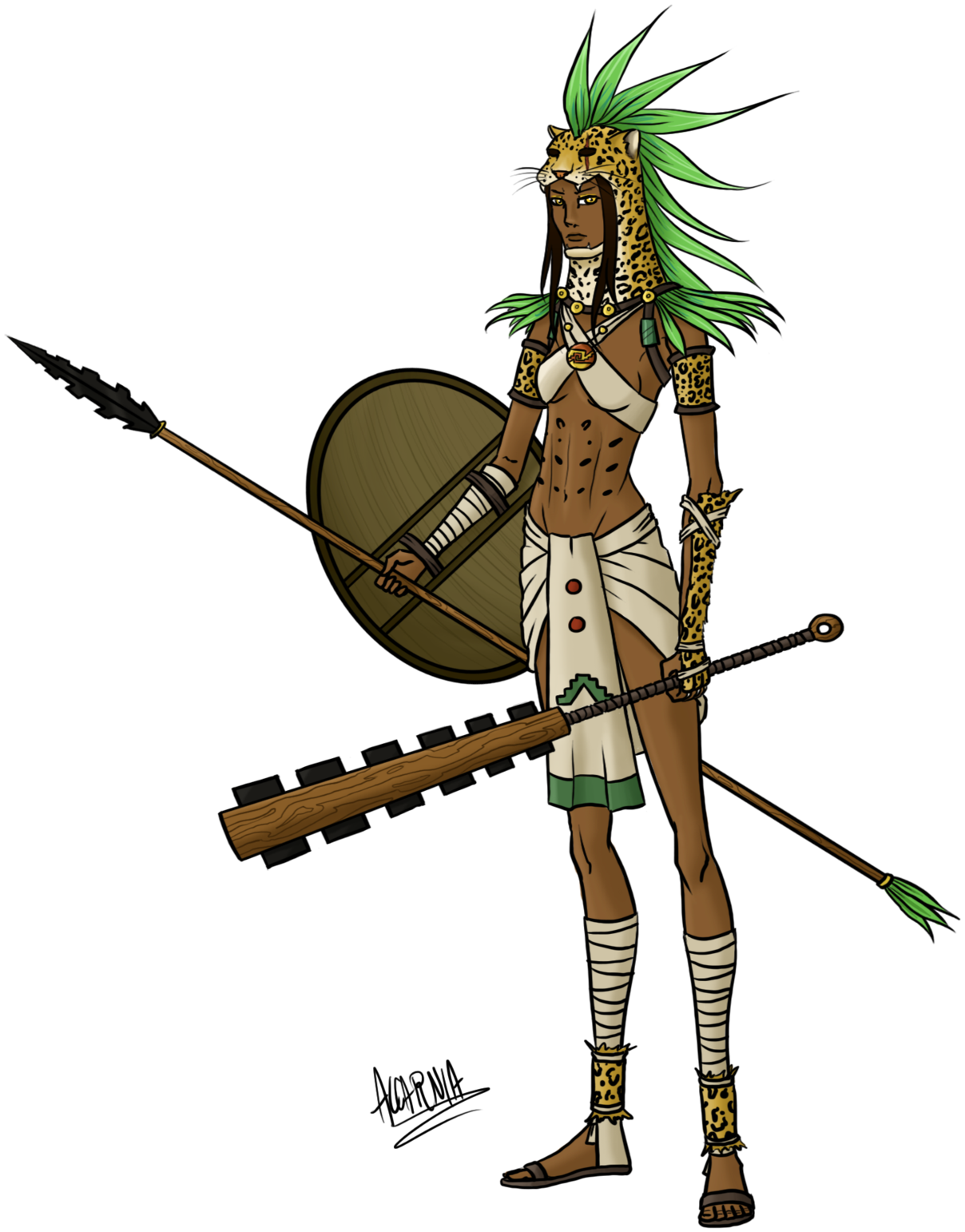 Jaguar Aztec Warrior By Alcarnia On Deviantart - Aztec Warrior Png (1280x1659), Png Download