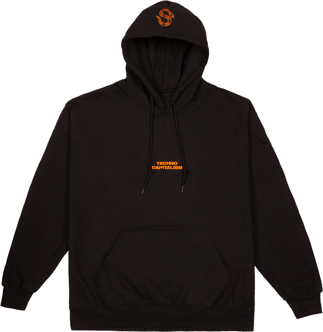 Black Back Printed Hoodie Black Orange Embroidered - Nike Air Hoodie Black Red (1500x1500), Png Download