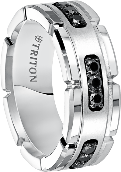 The Black Beauty Above Is The Mo252w - Men Wedding Band With Black Diamonds (603x600), Png Download