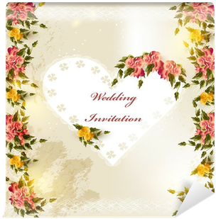 Beautiful Wedding Invitation Card With Lace Heart And - Greeting Card (400x400), Png Download