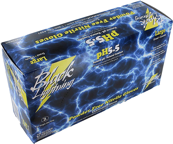 Black Lightning Nitrile Gloves - Black Lightning Disposable Latex Gloves - Large 100 (600x592), Png Download