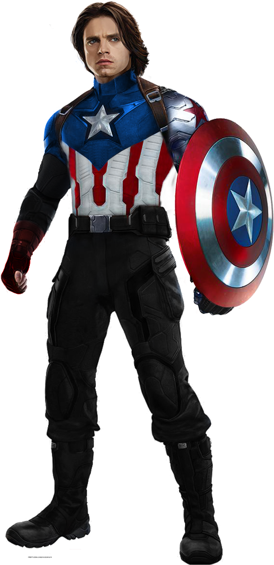 Captain America With Metal Arm - Bucky Barnes Captain America Png (561x1164), Png Download