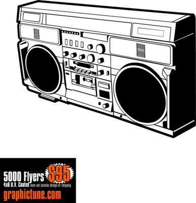 Radio Vector Png Old School Radio Vector Psd Detail - Boombox .png (386x400), Png Download