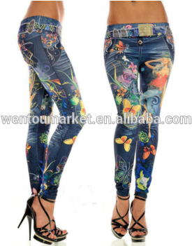 New Arrival Imitation Women Printed Jeans - Ladies Printed Jeans (350x350), Png Download