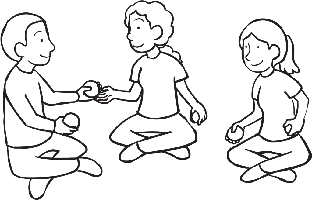 Back Three People Sitting Circle Passing Balls To One - Problem Solving (1024x768), Png Download