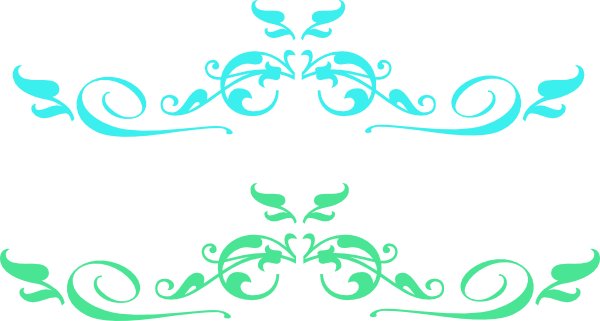 Swirl Light Blue Clip Art At Clker - Floral Border Black Png (600x321), Png Download