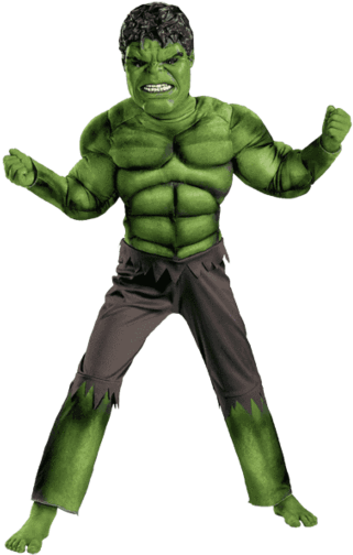 Avengers Hulk Classic Muscle Costume - Hulk Dress For Boys (470x509), Png Download