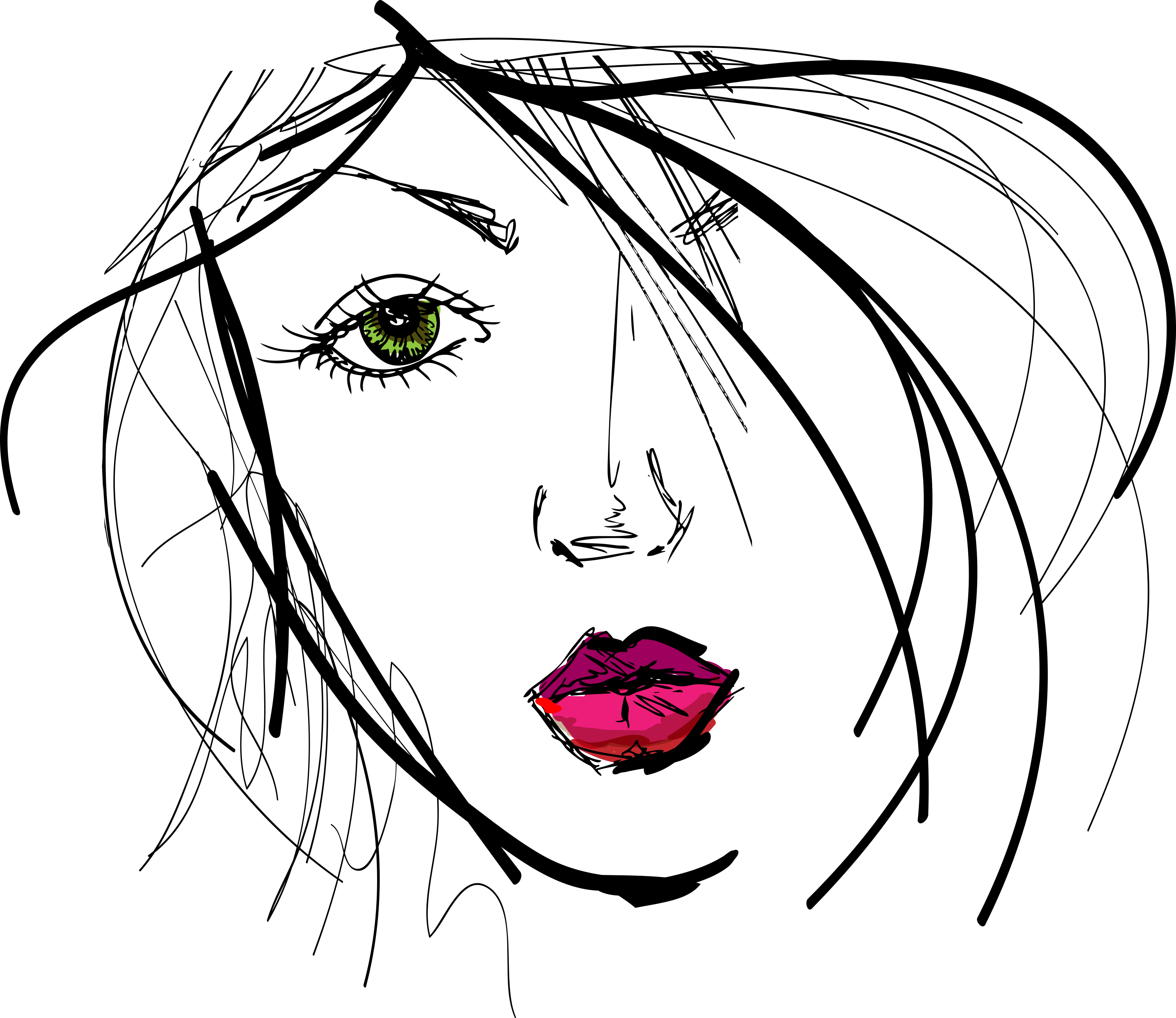 Artwork Png Hd - Woman Sketch (3000x2597), Png Download