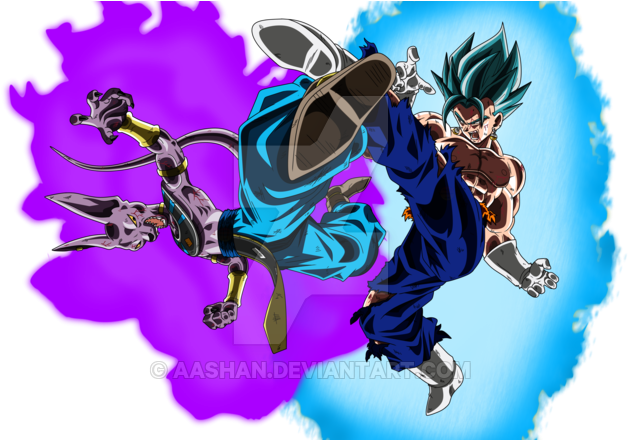 Vector Transparent Library Vegito Vs Colored With By - Vegito Blue Vs Beerus (800x439), Png Download