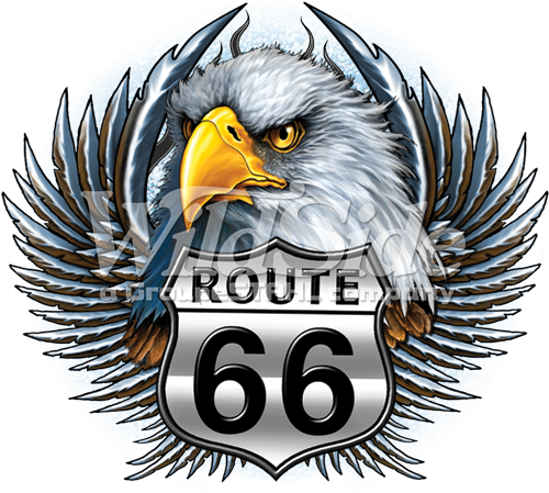 Route 66 Eagle Head Wings Pocket - Tattoo Route 66 Eagle (525x525), Png Download