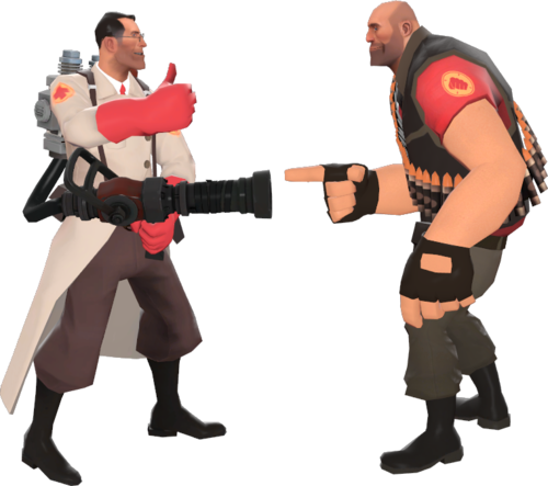 Medic Buddy - Tf2 Medic And Heavy (500x443), Png Download