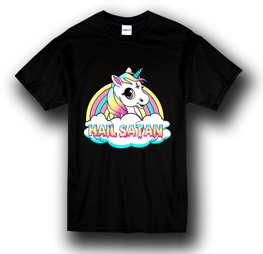 Hail Satan Cute Unicorn T Shirt - Never Stop The Madness Shirt (900x900), Png Download