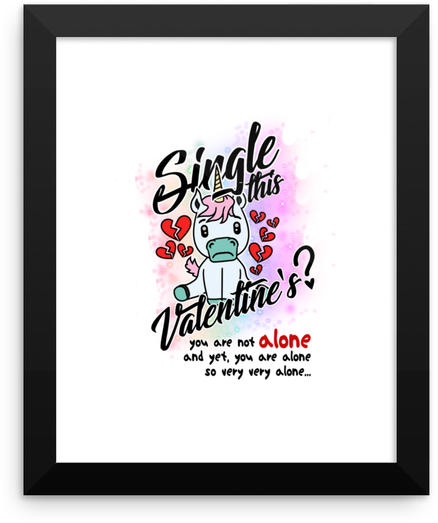 Original Cute Unicorn Valentines Gift Lovers Framed - Art (1000x1000), Png Download