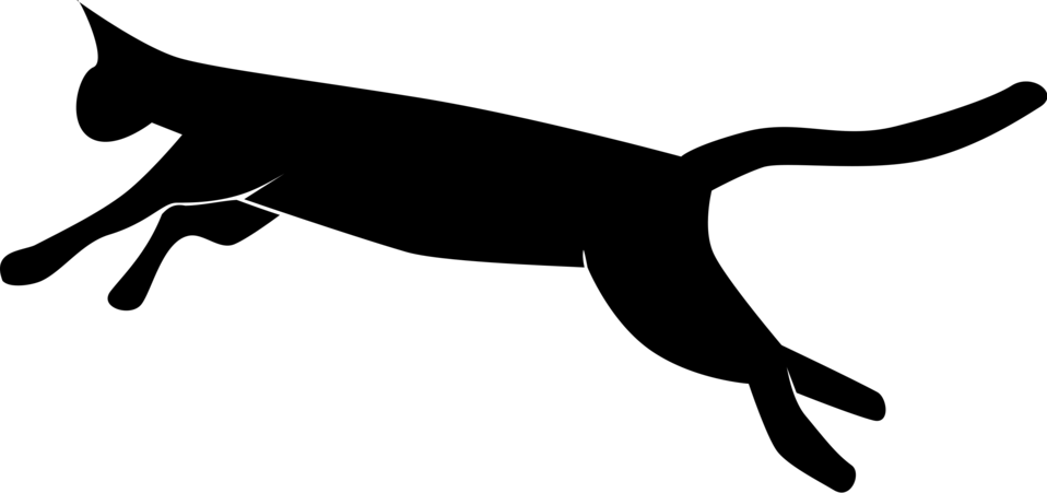 Cat Black - Cat Jump Black Clipart (958x451), Png Download
