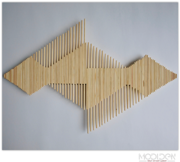 Diy Wooden Stick Wall Decoration - Wall (600x598), Png Download