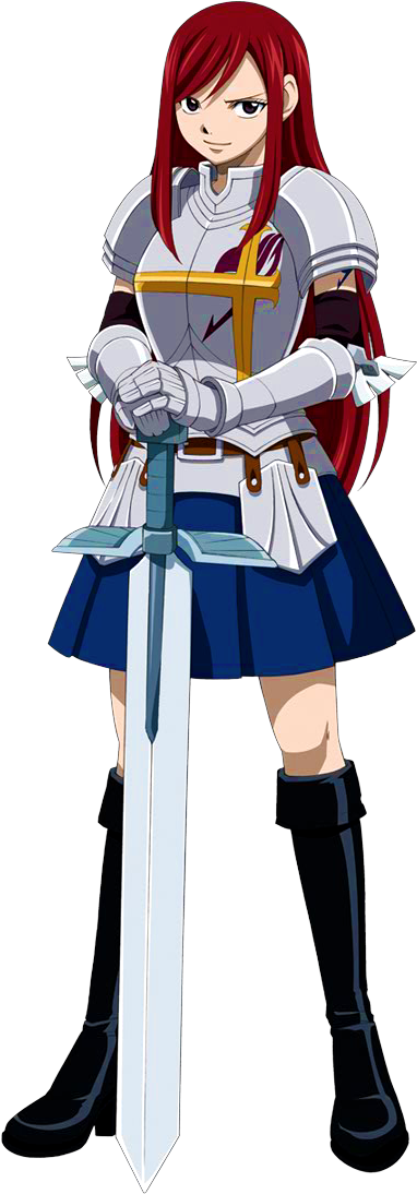 Erza Anime S2 - Erza Scarlet Official Art (520x1094), Png Download