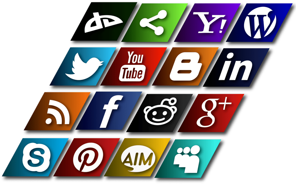Slanted Social Media Icons Vector - Social Media Icons Slanted Png (1032x774), Png Download