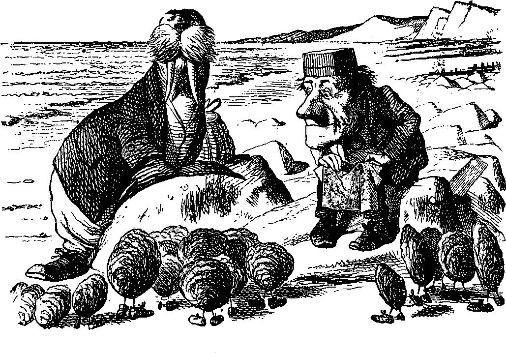 Walrus And Carpenter On Beach - Walrus And The Carpenter Original Poem (1156x776), Png Download