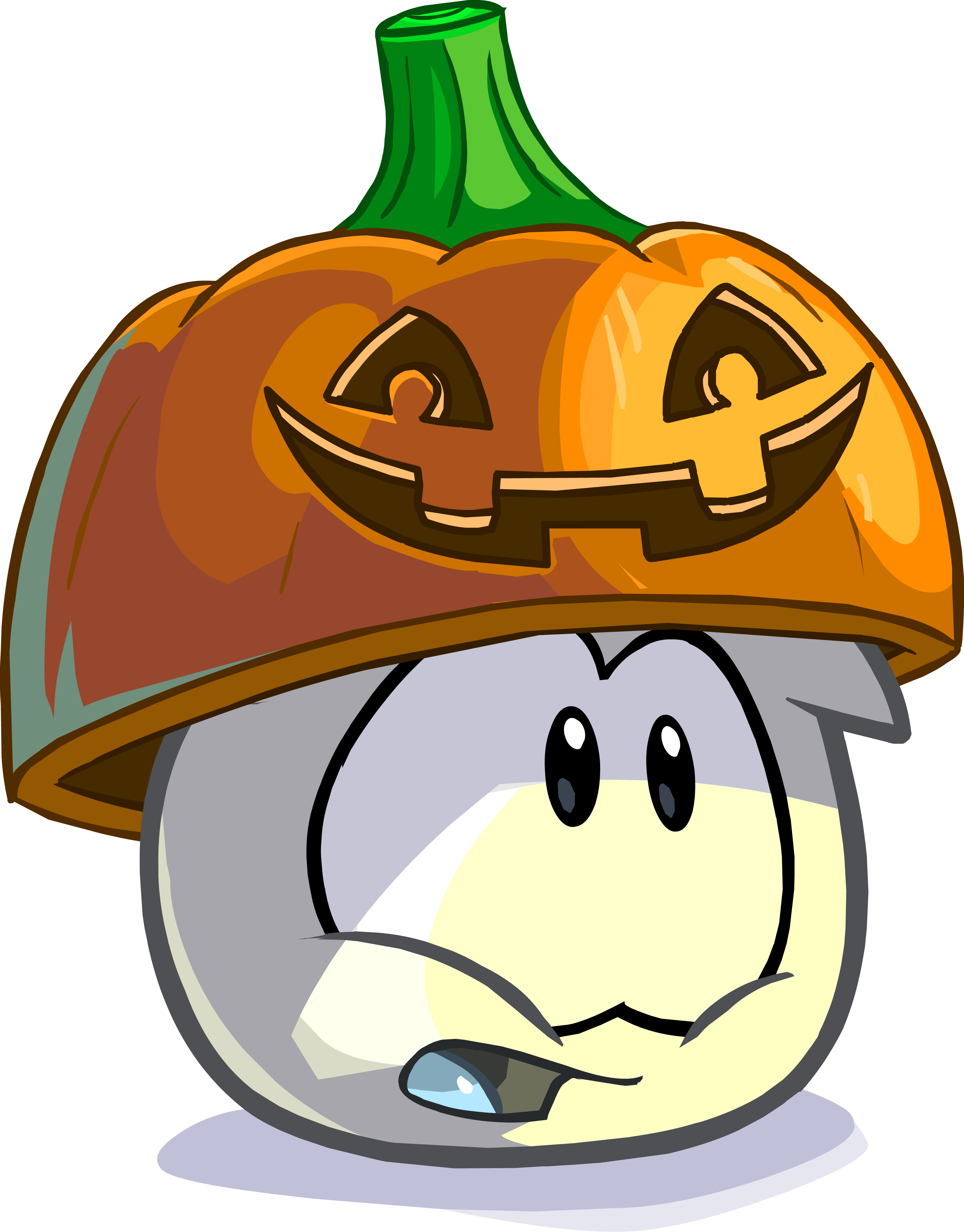 Puffle Con Calabaza - Club Penguin Puffle Calabaza (3200x4089), Png Download