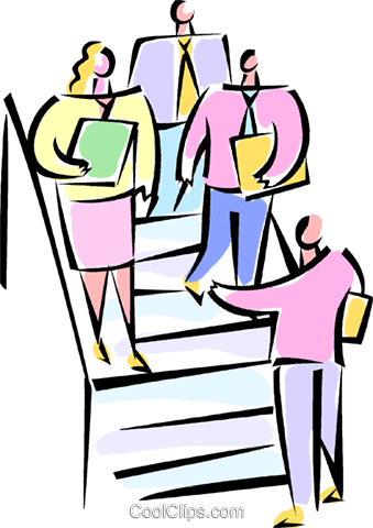 Businesspeople Walking Down The Stairs Royalty Free - Clip Art (339x480), Png Download