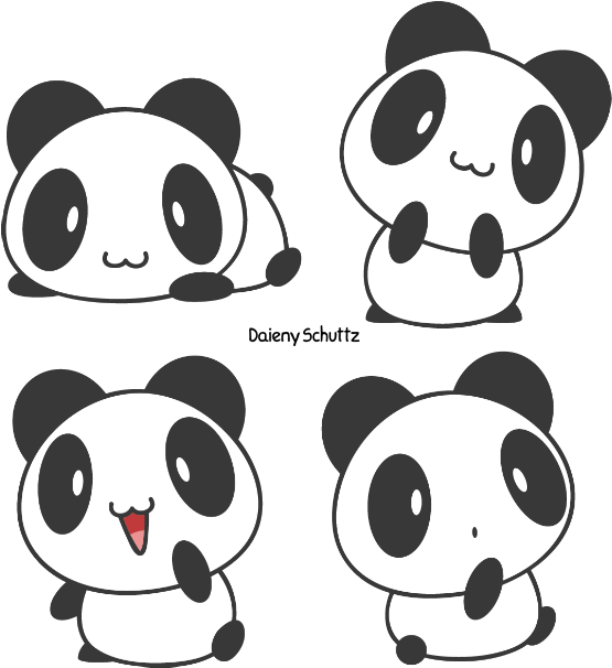 Little Panda By Daieny - Cute Panda Drawing Chibi (600x646), Png Download