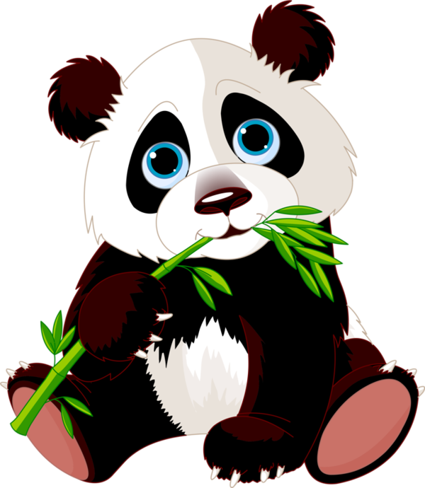 Panda Clipart Cute 31 - Panda Eating Bamboo Cartoon (600x690), Png Download
