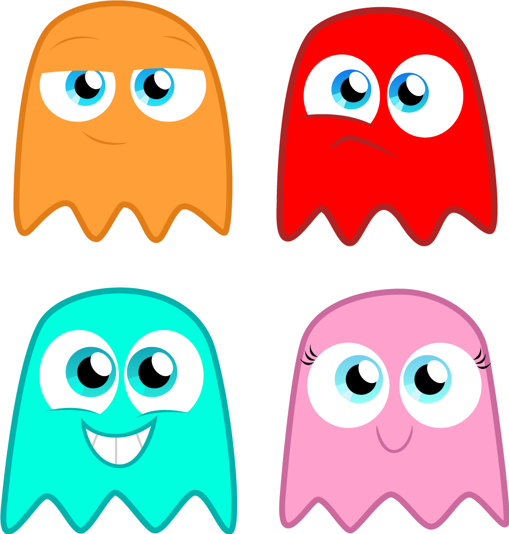 The Pac Man Ghosts By - Draw Pac Man Ghost (1002x1051), Png Download