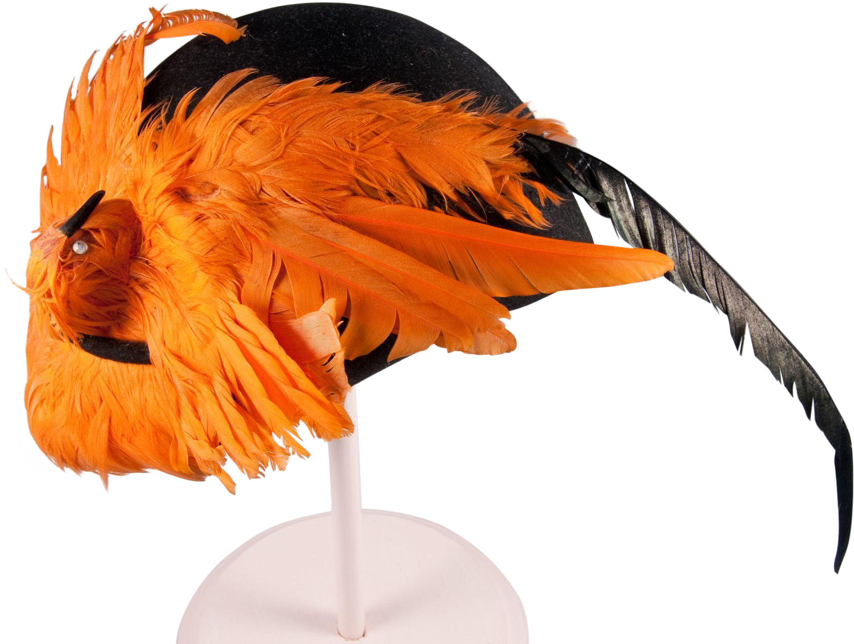 Bes-ben Gold Feather Bird On Black Felt Hat Made In - Hat (1754x1754), Png Download