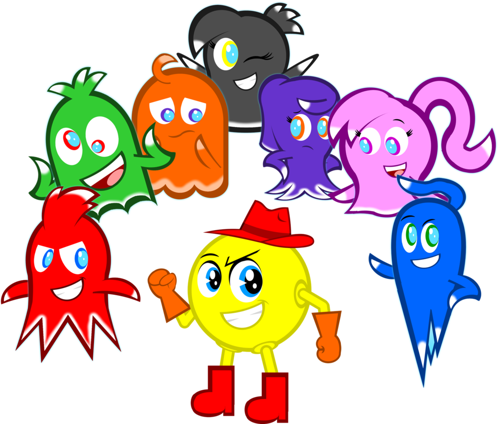 Graphic Free Stock Pac Man And The Ghosts By Gabe - Pac-man (1024x859), Png Download