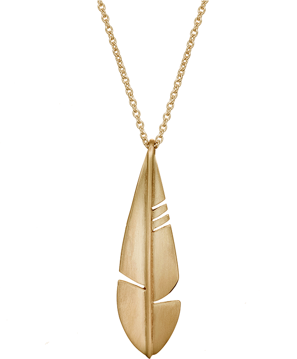 P Native Feather Pendant Small Web - Gold (800x800), Png Download