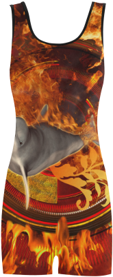 Funny Dolphin Jumping By A Fire Circle Classic One - Awesome Dolphin 5'x7'area Rug (500x500), Png Download