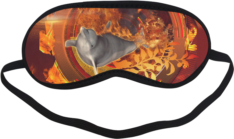 Funny Dolphin Jumping By A Fire Circle Sleeping Mask - Awesome Dolphin 5'x7'area Rug (500x500), Png Download
