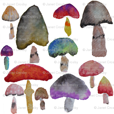 Watercolor Mushrooms - Brights - Agaric (400x400), Png Download