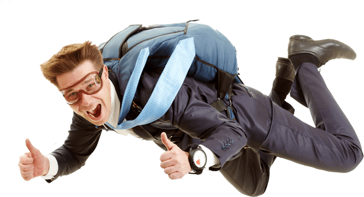 Hero Wp Demos Clipart Royalty Free Library - Businessman Skydiving (800x533), Png Download