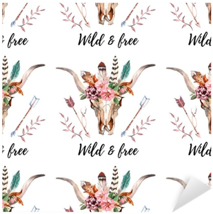 Watercolor Boho Skull Boho Watercolor Seamless Pattern - Watercolor Painting (400x400), Png Download
