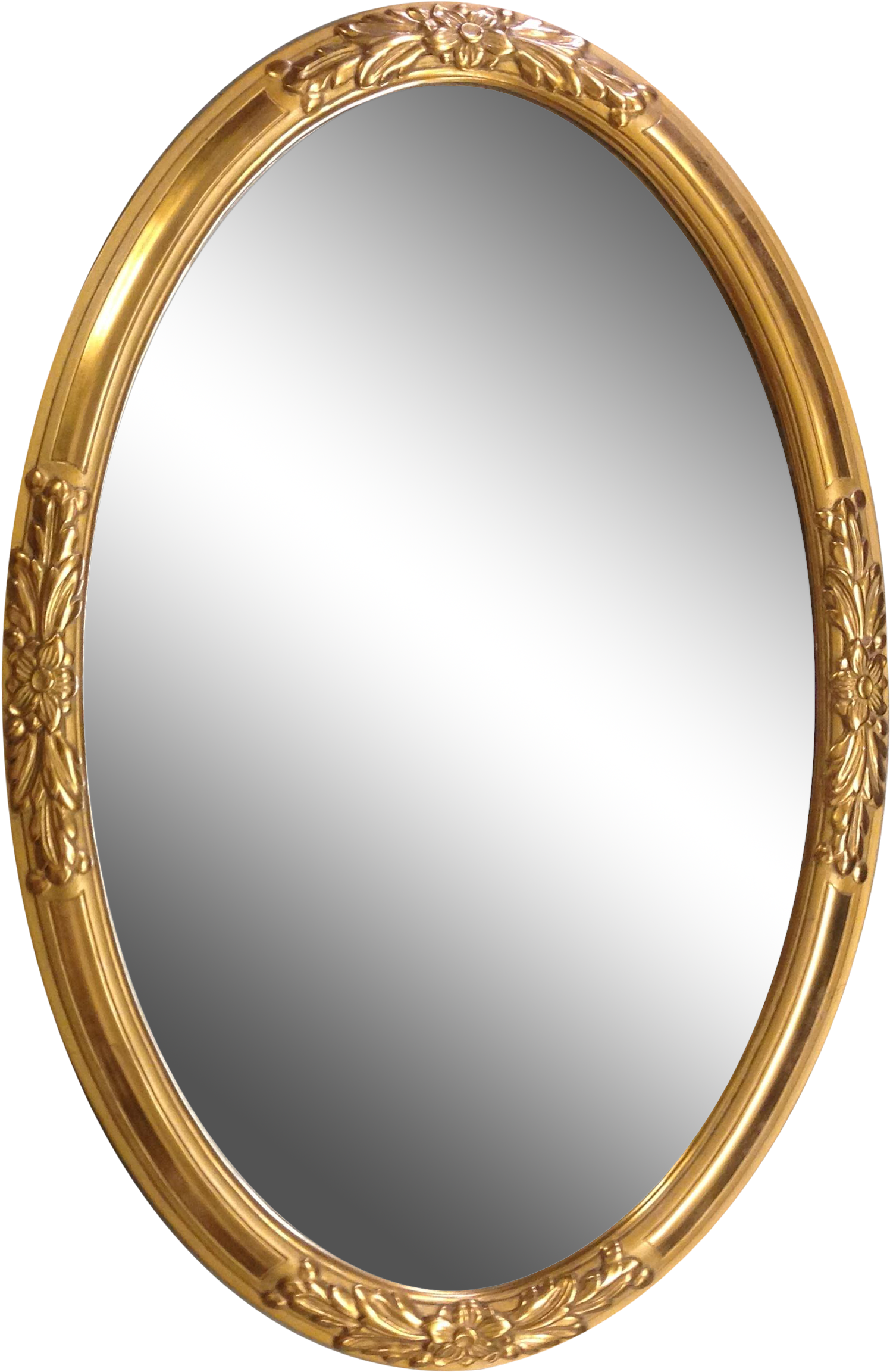Golden Mirror Frame Transparent Images - Oval Mirror Png (2448x2449), Png Download