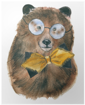 Animals Hipsters - Bear (400x400), Png Download