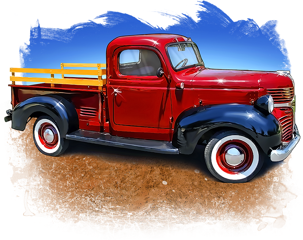 Truck Fabric, Custom Print Panel, Old Restored Red - Red Old Trucks Png (600x520), Png Download