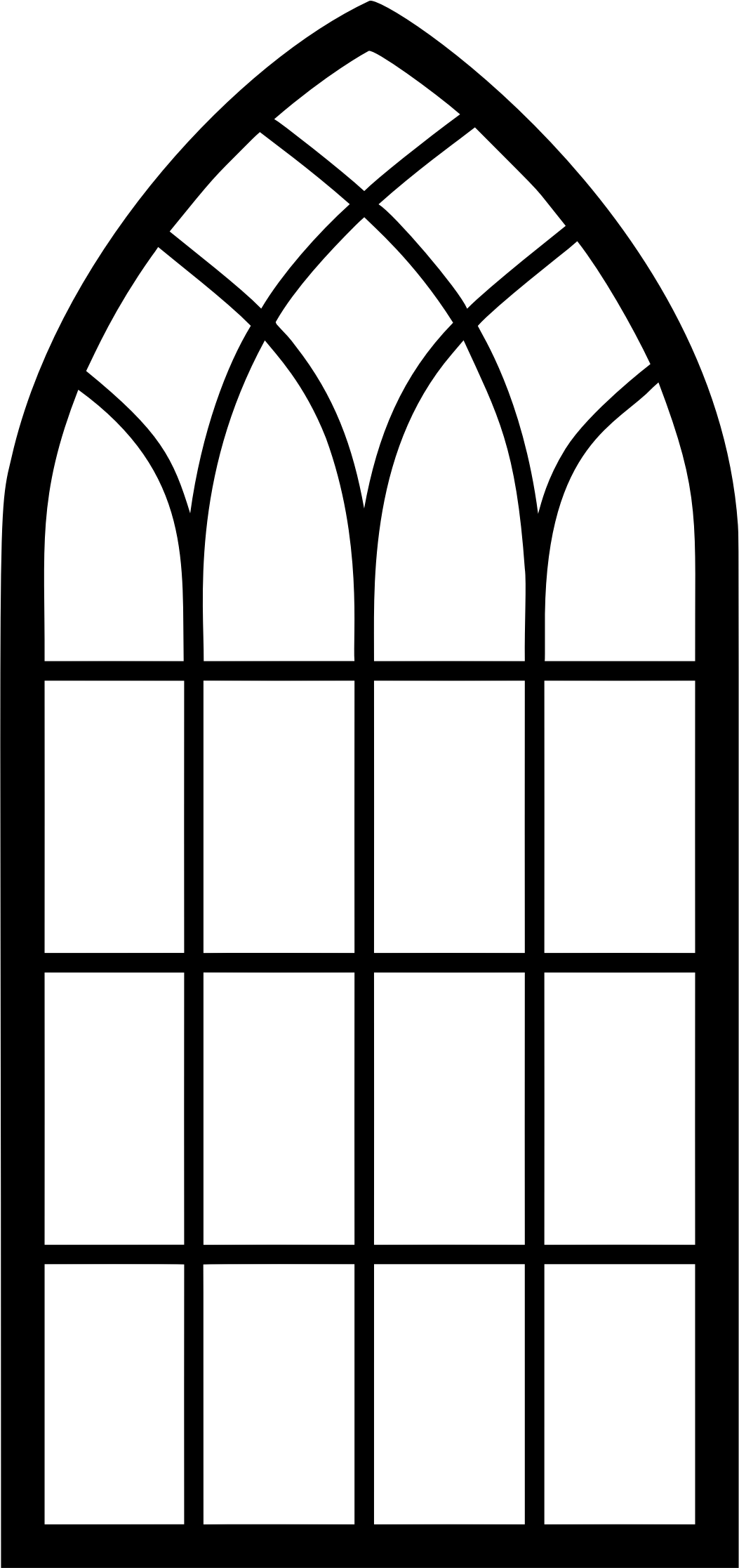Church Window - Arch Window Clipart Silhouette (1053x2233), Png Download